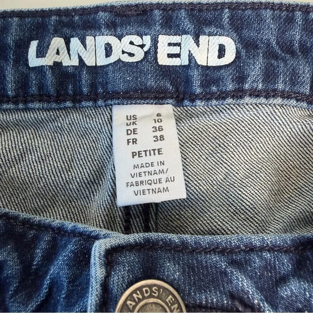 Lands End High-Rise Straight Leg Jeans Dark Indigo 6 Petite Classic